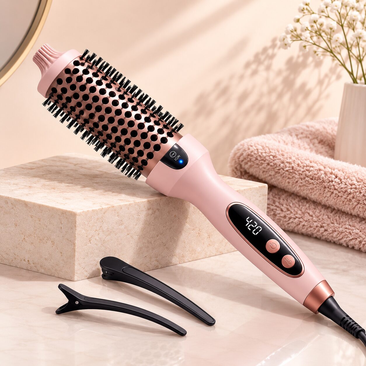 Ionic Thermal Volumizing Brush – Rose Gold Hot Air Styler